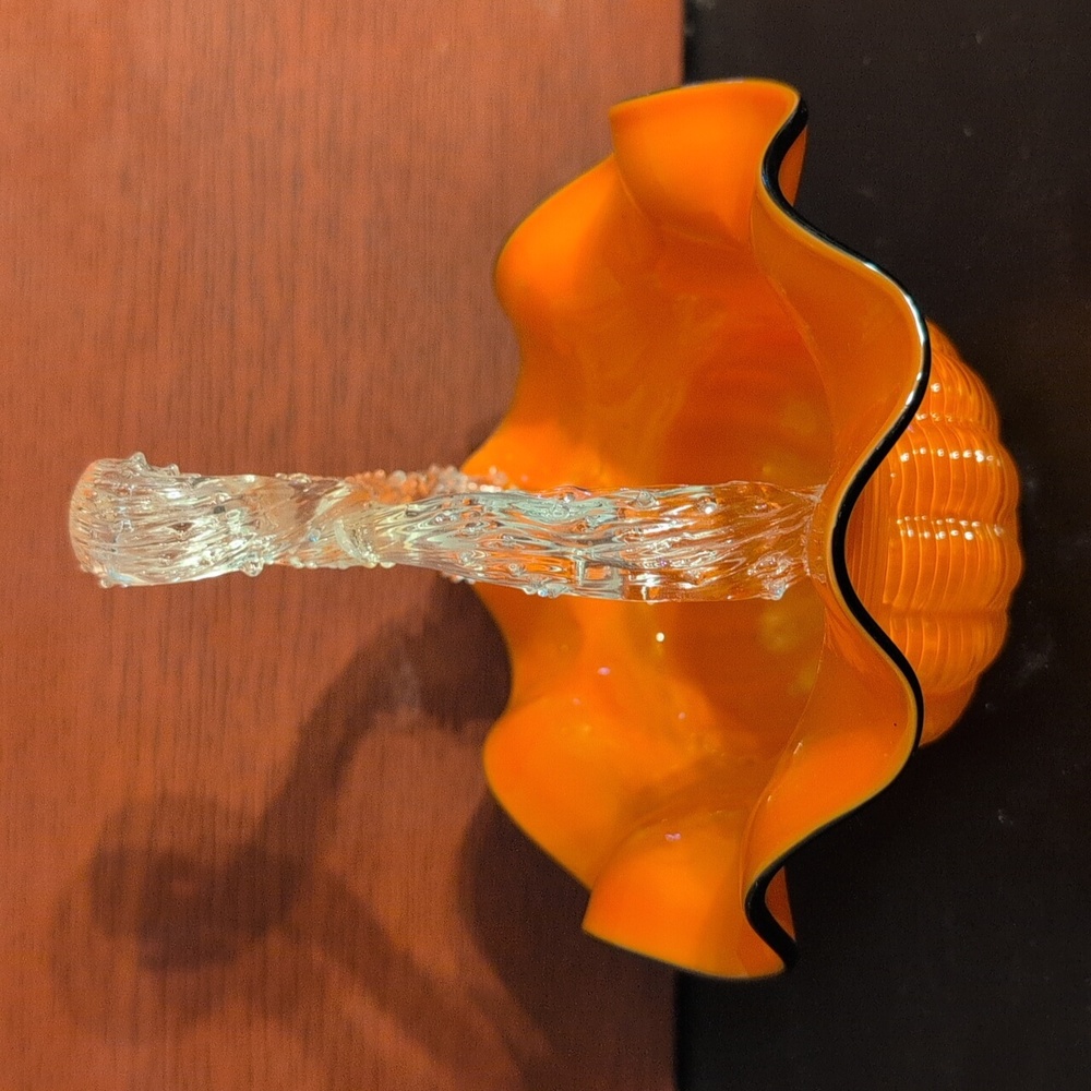 Vintage Hand Blown Glass Basket - Picture 4 of 6